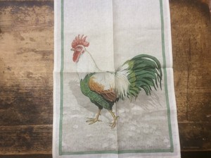 Tea towel ROOSTER WHITE