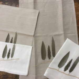 Hand towel embroidery cipresso Mercantia Tuscany