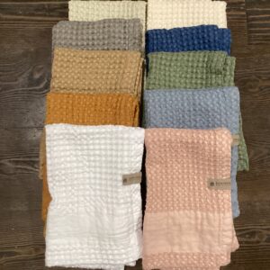 PAIR OF TOWELS  MILANO WITH LINEN BORDER  100% COTTON