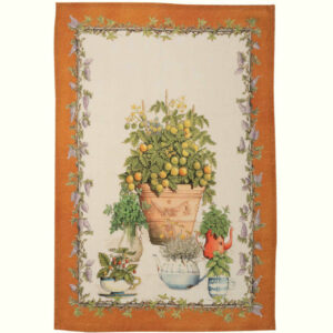 Balcon Potager Orange Linen Kitchen Towel