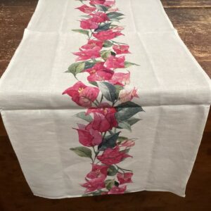 BOUGANVILLE  100% LINEN   Table Runner