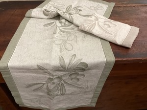 OLIVE 50% Linen 50% cotton  Table Runner