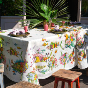 Pesciflora Linen Tablecloth