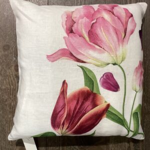 Pillow  TULIPANO FIORE ROSA   100% LINEN
